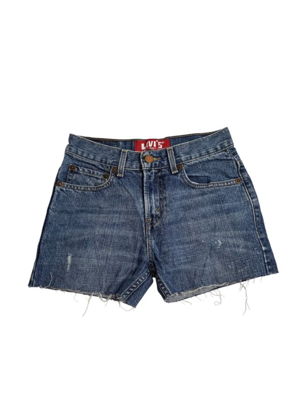 Levi's 527 Denim Cut-Off Shorts Women's Size 26 Raw Hem 3" Inseam High Waisted